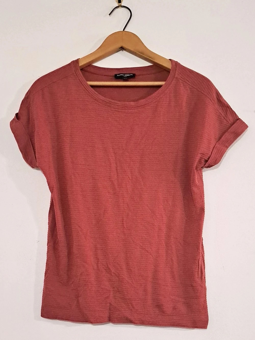 Mario Serrani Dobby Top Short Sleeve Tee Pink Size Medium